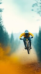 Extreme Trail Cycling Scene Capturing Intensity, Speed, and Physical Strength