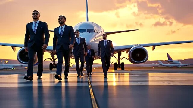 Airport staff demonstrating teamwork between aircraft tails, illustrating aviation operations, ground crew collaboration, airport logistics, safety procedures and professional coordination.