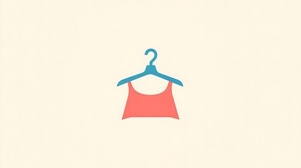 Obraz premium A coral tank top hangs on a blue hanger