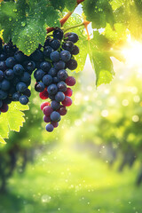 Sun-Kissed Vineyard: A Glorious Display of Juicy Grapes Radiating Natural Beauty and Freshness