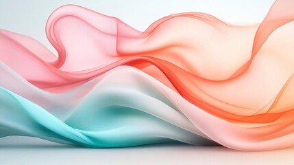 Fototapeta premium Serene pastel fabric swirls gently, creating a calming, dreamlike atmosphere.