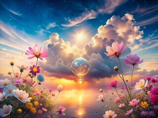 Dreamy Pastel Light Double Exposure: Abstract Art Background