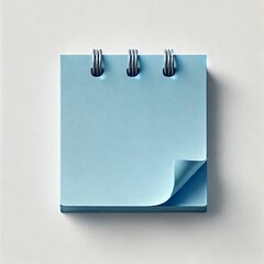 Blue sticky note with a folded corner on white background
