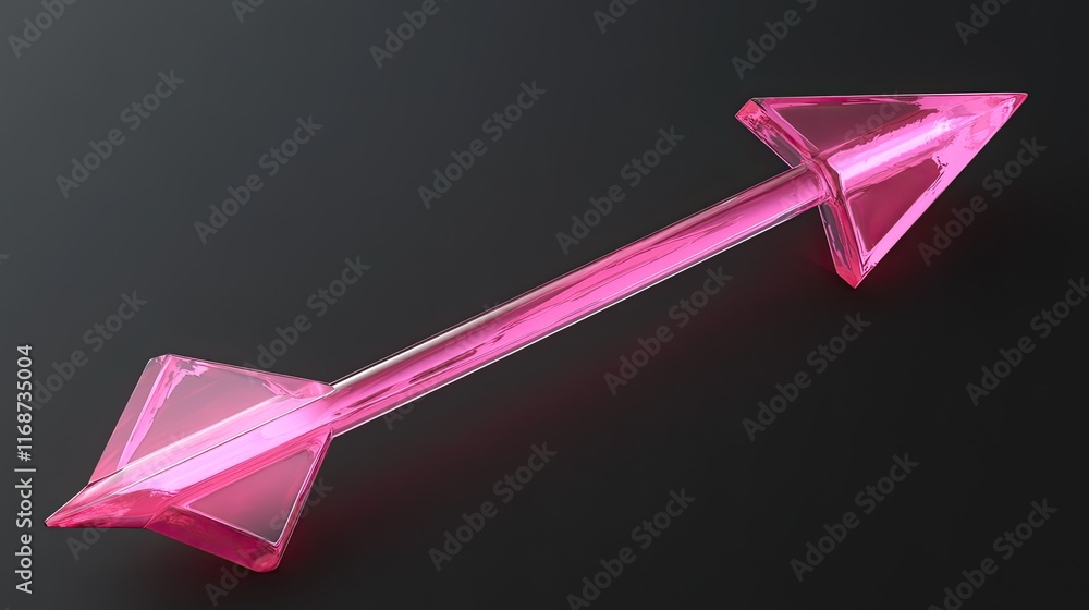 Poster pink pointer arrow in a creative 3d render on a transparent background.