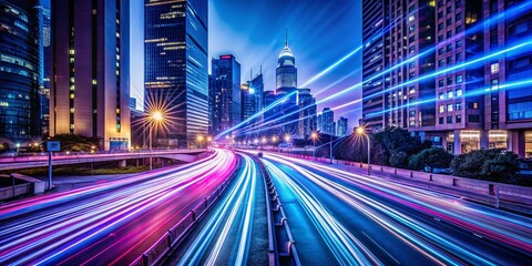 Fototapeta premium Dynamic Light Trails at Night, Cityscape, Urban, Long Exposure Photography
