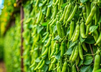 Obraz premium Lush Green Pea Pods Background - Architectural Photography Stock Image