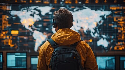 Professional worker managing stock inventory with digital tools in a global logistics network, showcasing efficiency, innovation, and technology-driven supply chain management