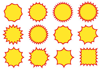 ギザギザ　素材　セット　セール　値引き　値下げ　特別価格　ショッピング　キャンペーン　フェア　あしらい　見出し　タイトル　飾り　シール　スタンプ　トゲトゲ　吹き出し　枠　インパクト　ポップ　シンプル　驚き　びっくり　sale sticker,price sticker