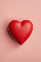 Red heart shape sits on a pink surface