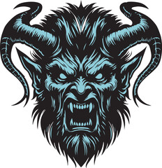 Dark and Furious Devil Head Illustration for Supernatural Themes
