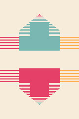 Abstract retro style background with place for text. Light background and bright figures. Trendy geometrical placard