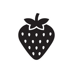 Black and White Strawberry Icon Vector Illustration