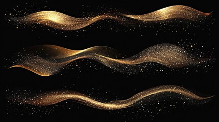 Set of Abstract shiny gold glitter design element