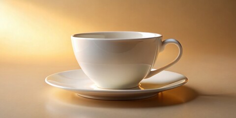 Elegant White Teacup and Saucer on Light Background - Perfect for Cafe Menu or Blog