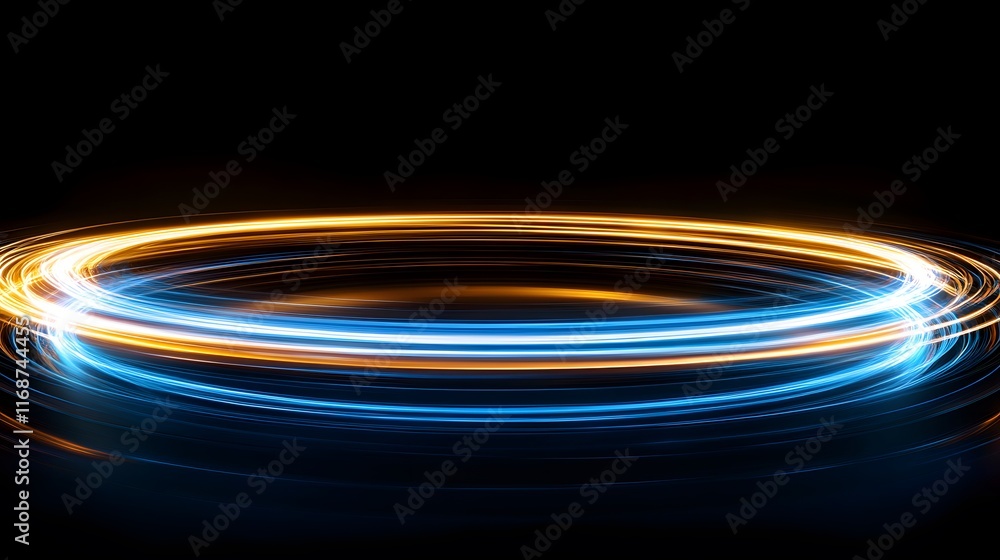 Poster abstract swirling light trails create vibrant circular patterns