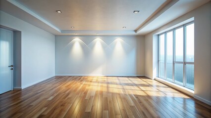 Empty Room Spotlight Interior Design, Minimalist Home Staging, Modern Apartment, Blank Wall, Architectural Photography