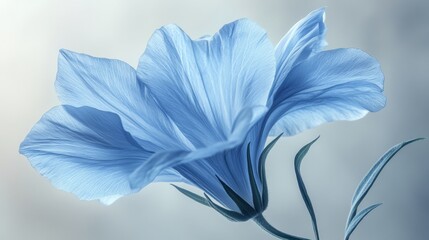 Beautiful light blue flower with delicate petals showcasing intricate details and soft background colors. Generative AI