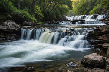 Fototapeta premium powerful waterfall cascading down a rocky cliff
