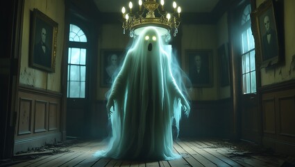 Ghostly Presence in a Mysterious Night House