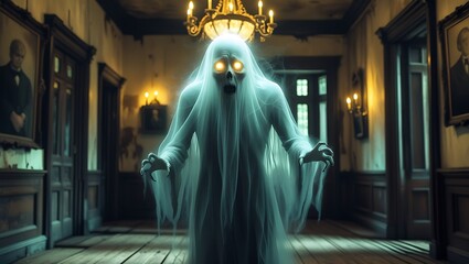 Ghostly Presence in a Mysterious Night House