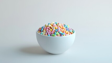 A colorful bowl filled with pastel candy. Bright and cheerful, this image evokes feelings of joy and nostalgia. Perfect for celebrations or dessert inspirations. Generative AI
