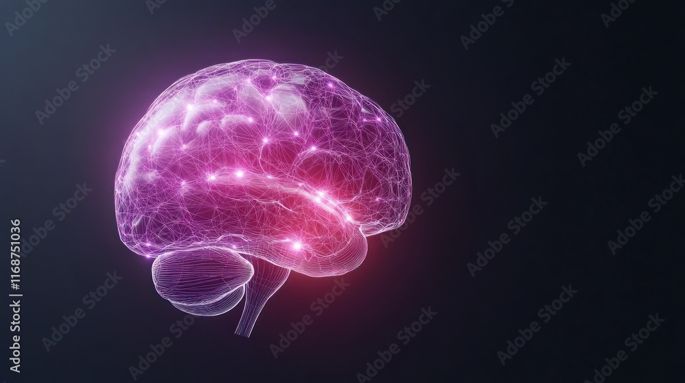 Poster a glowing, abstract representation of a brain with neural connections.
