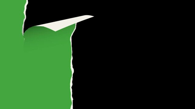 torn green paper animation for slideshow or transition video project
