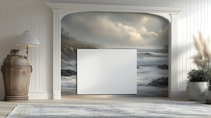 Blank Canvas Mockup In Coastal Themed Room Decor