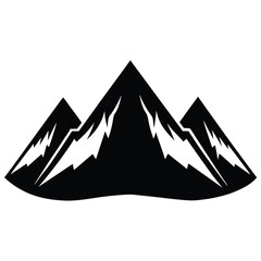 vector silhouette of a serene mountain range under a vast,