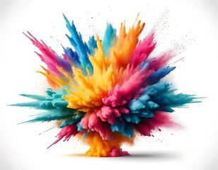 Vibrant Colorful Powder Explosion Isolated on White Background