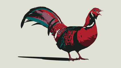 Colorful Illustration of a Pheasant Bird with Detailed Feather Design
