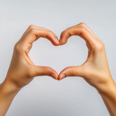 Obraz premium Hands forming heart shape celebrating love minimalist background emotional connection
