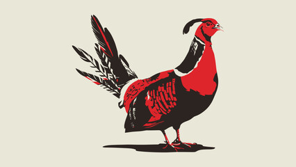 Colorful Illustration of a Pheasant Bird with Detailed Feather Design