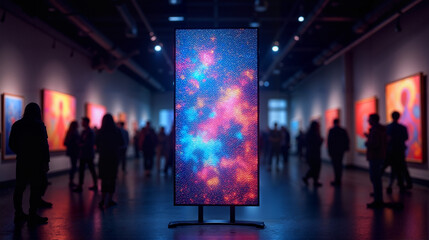 Vibrant Digital Artwork in Neon Colors Mesmerizes Gallery Visitors
