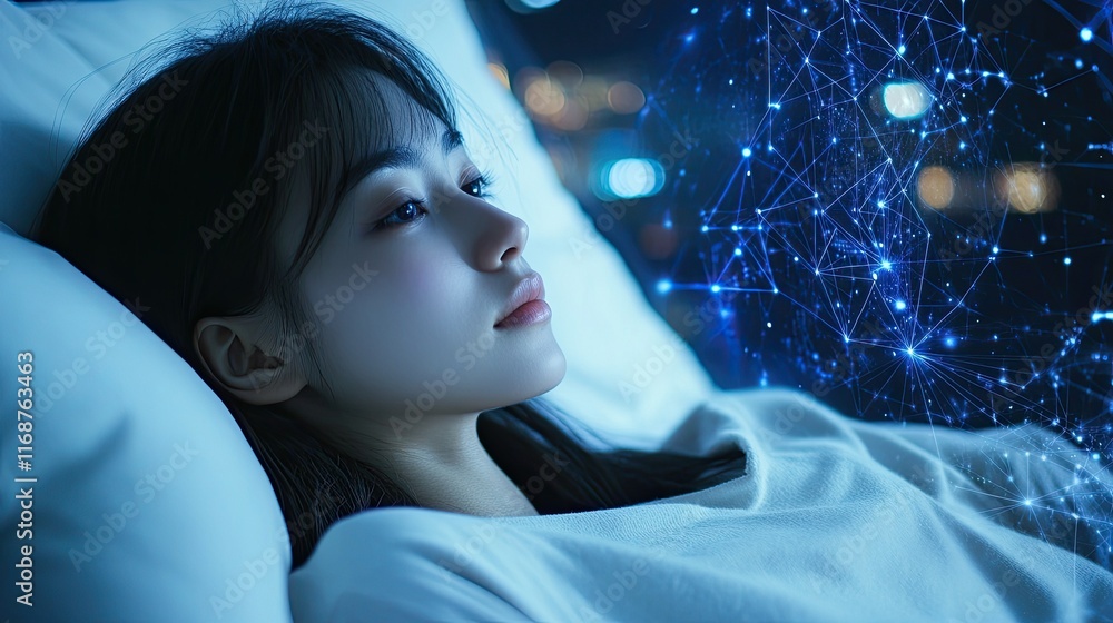 Poster wearable technology using ai to track and improve sleep patterns and overall health.