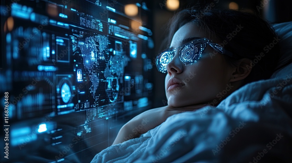 Poster wearable technology using ai to track and improve sleep patterns and overall health.