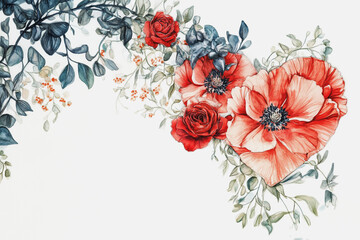 Fototapeta premium Elegant wedding invitation card background vector. Minimal hand painted watercolor botanical flowers texture template background. Design for wedding, vip cover, poster, rsvp moderncard.Valentine's Day