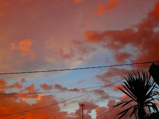 Dramatic orange skies of dusk atmosphere 