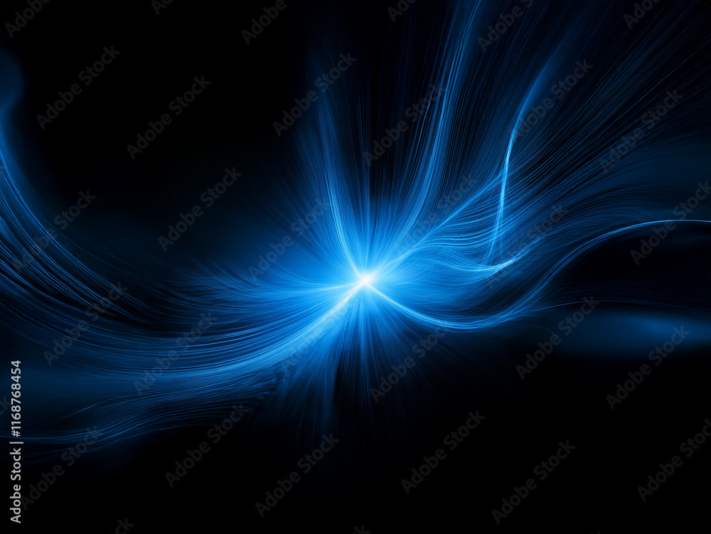Leinwandbilder abstract image of swirling blue light energy against a black background. the light emanates from a c