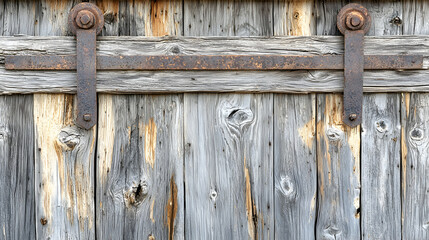 Rustic weathered wood barn door with old rusty metal hardware.  Perfect for backgrounds, textures, and design projects.