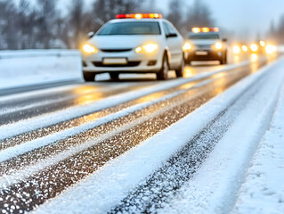 Car accident on a snowy road