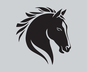 silhouette of a horse's head in black and white