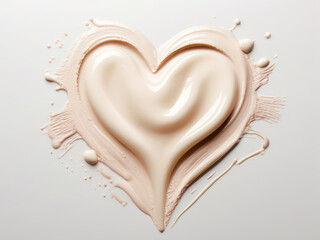 texture of cosmetic smear cream in the shape of a heart, 