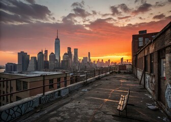 Fototapeta premium Golden Hour New York City Skyline Urban Exploration Photography