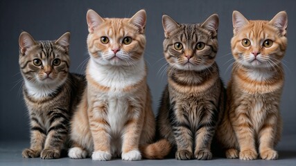 Obraz premium Group of Adorable Cats Sitting Together