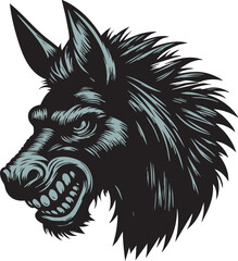 Intense Angry Donkey Head Artwork for Wild Animal Illustrations
