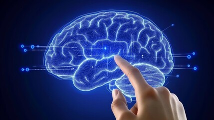 Futuristic Tech, Holographic Brain. Exploring the Human Mind. Innovation in Neurology