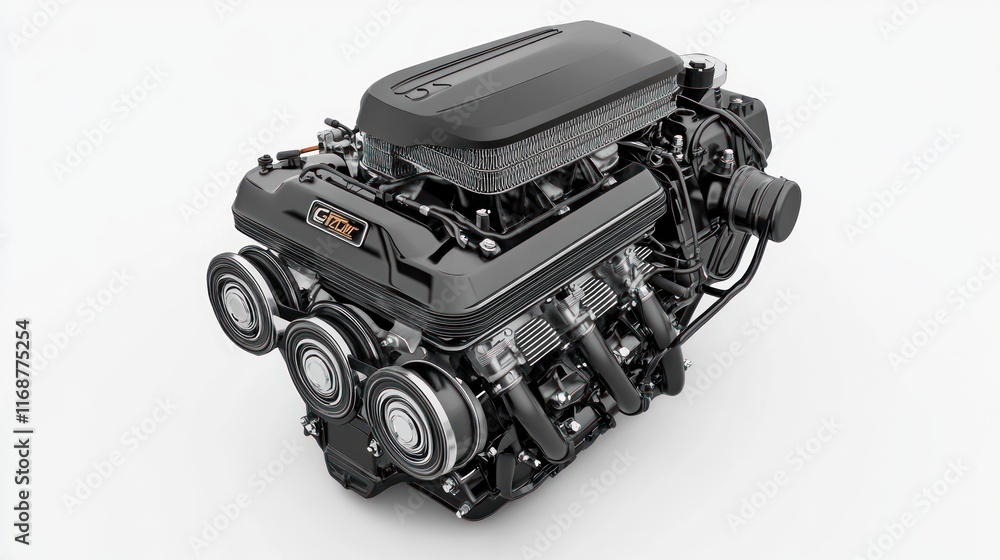 Aufkleber a detailed illustration of a high-performance automotive engine showcasing its design and components