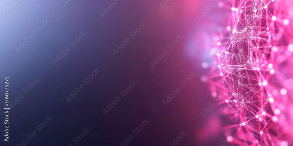 Leinwandbilder futuristic neon abstract with digital network connectivity and glowing mesh design
