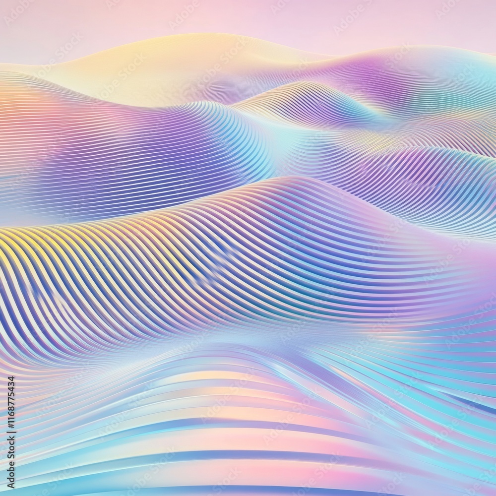 Aufkleber harmonious pastel waves on a digital grid abstract expression of online maturity and safety